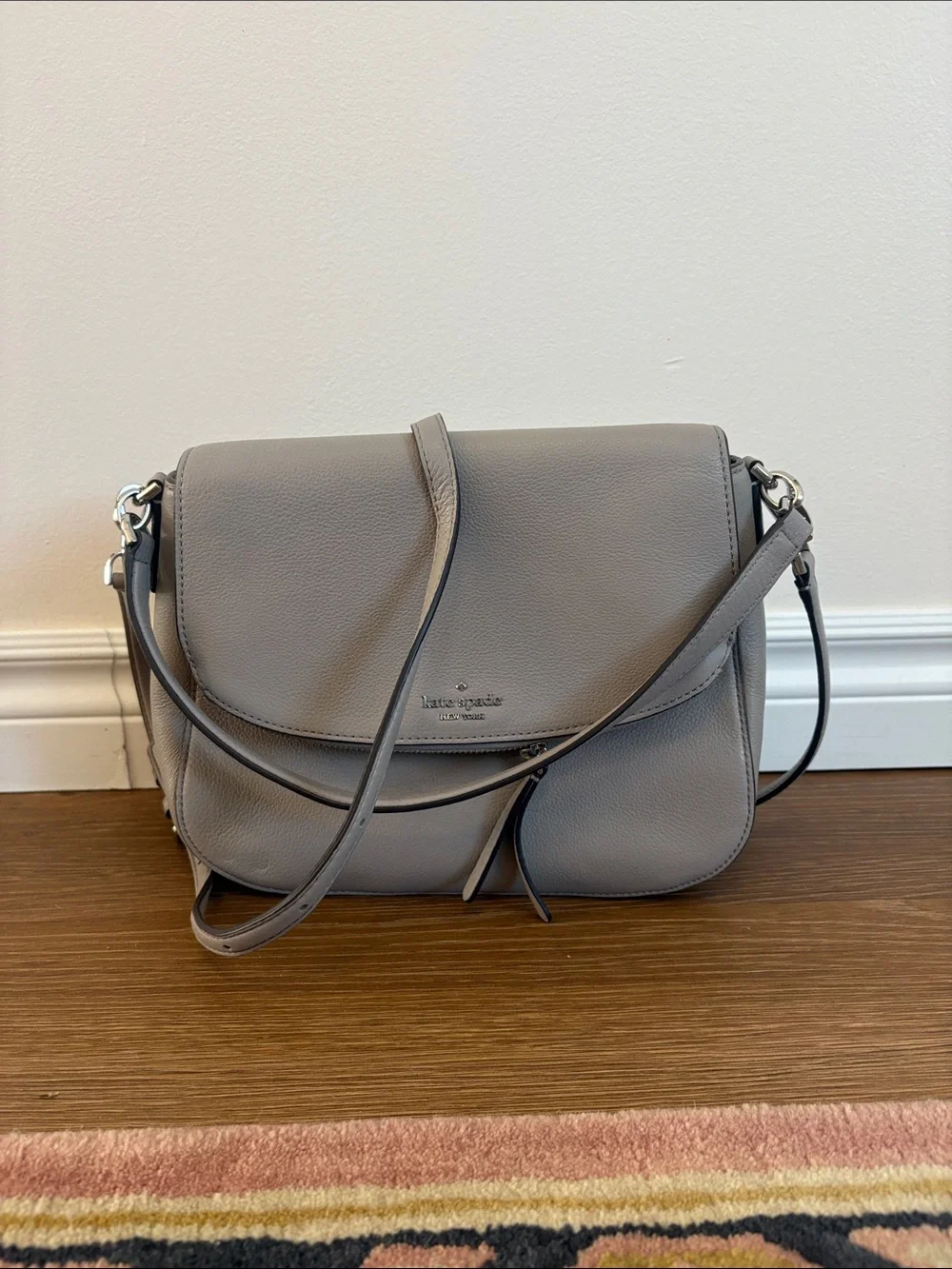 kate spade Gray Pebbled Leather Crossbody Bag